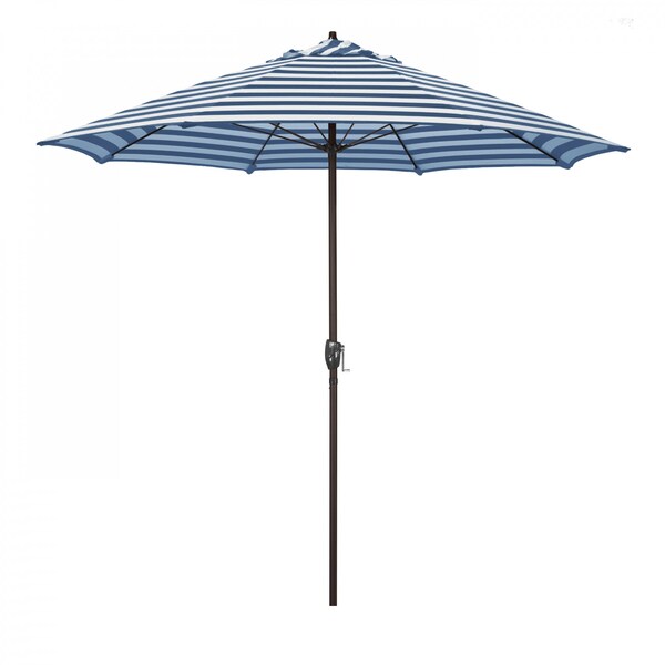 California Umbrella 9' Bronze Aluminum Market Patio Umbrella, Sunbrella Cabana Regatta 194061337301 - main